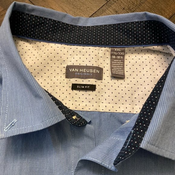 🔥🔥Summer Sale🔥🔥 Van Heusen Men Pinstripe Dress Shirt (Slim Fit) - Picture 3 of 4